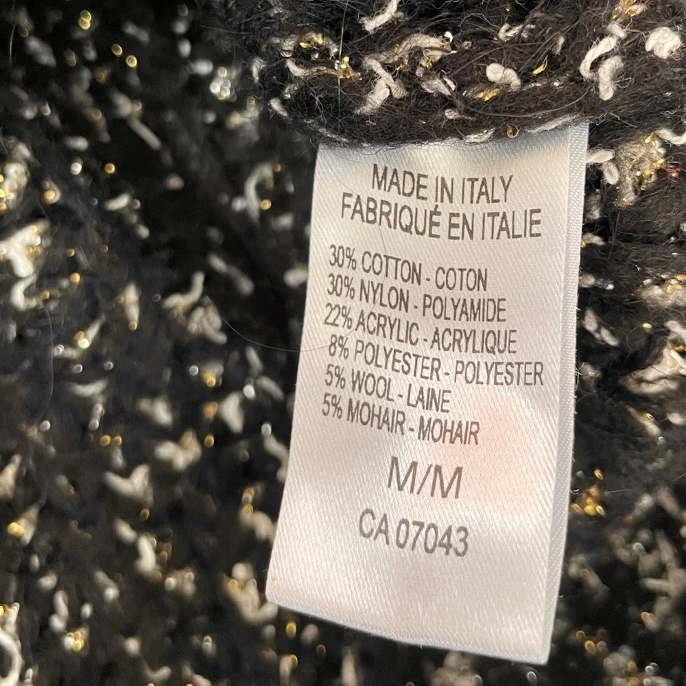 Made in Italy Glam Elegant Pullover Sweater, Gold w Timeless Ivory & Black - Picture 11 of 12
